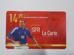 CARTE TELEPHONIQUE    SFR  "Zinédine Zidane"  14.90 Euros - Cellphone Cards (refills)