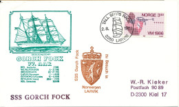 Norway Card Visit Of The German Segelschulschiff SSS Gorch Fock Larvik 2-8-1986 Sent To Germany - Cartas & Documentos