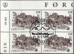 Feroe Poste Obl Yv: 55 Mi:61 Le Vieux Torshaven I.av Reyni Coin D.feuille X4 (TB Cachet à Date) Fdc 2-3-1981 - Féroé (Iles)