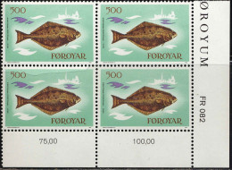 Feroe Poste N** Yv: 82 Mi:88 Kalvi Coin D.feuille X4 - Poissons