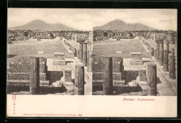 Stereo-AK Pompeji, An Den Tempelruinen  - Stereoscope Cards