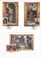 REPUBBLICA SAN MARINO 1989 MAXIMUN CARD SERIE COMPLETA   3 CARTOLINE NATALE - FDC