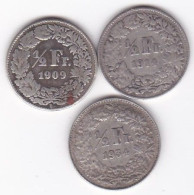 Suisse Lot De 3 Pièces 1/2 Franc En Argent - 1/2 Franc