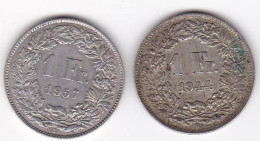 Suisse Lot De 2 Pièces 1 Francsen Argent - 1 Franken