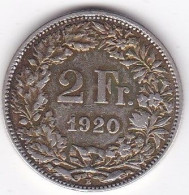 Suisse 2 Francs 1920 En Argent - 2 Franken