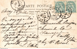 NÂ°16706 Z -cachet Convoyeur (ambulant) -Macon Ã  Moulins -1904- - Correo Ferroviario