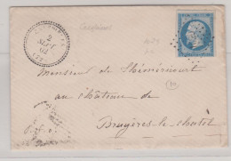 Seine Et Oise Type 22 Crespières PC 1029 Sur Enveloppe Pour Bruyeres-le-Chatel 2 Septembre 1862 - Handstempel