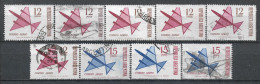 1965 ARGENTINA AIRMAIL SET OF 9 USED STAMPS (Scott # C101,C102) CV $2.70 - Luchtpost