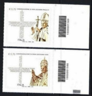 ● ITALIA 2014 ֍ Canonizzazione Di Papa Giovanni XXIII E G. Paolo II ● Serie Completa Con CODICE A BARRE ● Su ● - Barcodes