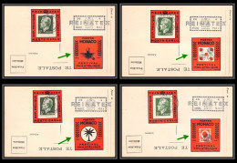 74935 N°365 Prince Raigner III 4 Vignette REINATEX 1952 Lot De 4 Porte Timbre Stamp Holders Lettre Cover Monaco - Covers & Documents