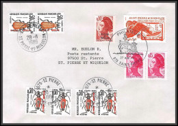 74780 Taxé Insectes Beetle 27/11/1986 Liberté Saint Pierre Et Miquelon Mixte Locale Lettre Cover - 1960-.... Brieven & Documenten