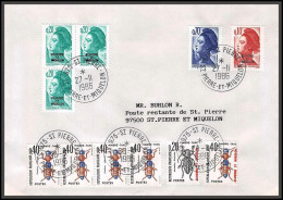 74761 Taxé Insectes Beetle 27/11/1986 Liberté Saint Pierre Et Miquelon Mixte Locale Lettre Cover - 1960-.... Briefe & Dokumente