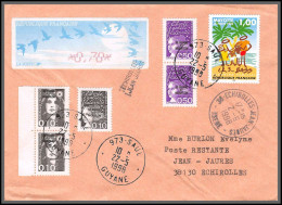 74428 Mixte Briat Luquet Atm Mayotte St Pierre 22/5/1998 Saul Guyane Echirolles Griffe Isère Lettre Cover Colonies - 1997-2004 Marianne Du 14 Juillet