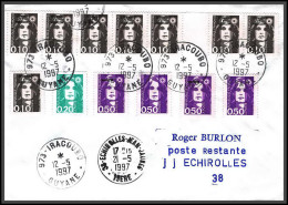 74401 Mixte Briat Mayotte St Pierre 21/5/1999 Iracoubo Guyane Echirolles Isère Lettre Cover Colonies - 1989-1996 Bicentenial Marianne