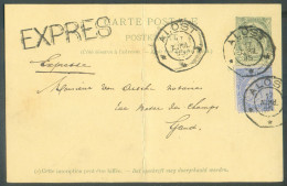 EP Carte 5c. + Tp N°60 Obl. Télégraphique ALOST *** En Exprès Le 17 Avril 1895 Vers Gand - 22270 - Cartes Postales 1871-1909