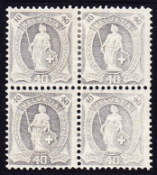 1907 40 Rp Type 2, Ungestempelter 4er Block. Hellgrau. KAT 160 CHF. - Unused Stamps