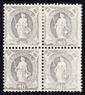 1907 40 Rp Type 2, Ungestempelter 4er Block. Hellgrau. KAT 160 CHF. - Nuovi