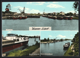 AK Wanne-Eickel, Westhafen, Dampfer An Der Schleuse, Dampfer Auf Dem Rhein-Herne-Kanal  - Herne