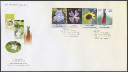 Inde India 2013 FDC Wild Flowers, Flower, Postal Union Congress, Sunflower, Himalayan Lantern, Kashmir Mallow, Cover - Covers & Documents