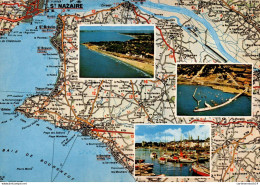 NÂ°41998 Z -cpsm Carte GÃ©ographique Loire Atlantique  -St BrÃ©vin -Tharon -Pornic - Carte Geografiche