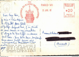 NÂ°42438 Z -EMA Rouge  -souvenir Du Sommet De La Tour Eiffel- - EMA (Empreintes Machines à Affranchir)