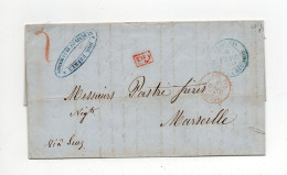 !!! REUNION, LETTRE SANS TIMBRE DE SAINT DENIS POUR MARSEILLE DE 1862 - Briefe U. Dokumente