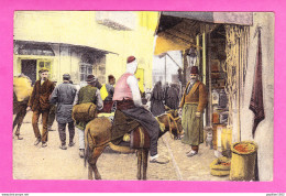 E-Grece-135P68  SALONIQUE, Un Coin Des Souks, Animation, Homme Sur Un âne, Cpa Colorisée, BE - Grèce