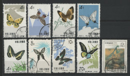 CHINE N° 1466 BUTTERFLIES 8 Stamps From The 1963 Issue + N° 3120 - Oblitérés