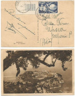 Monaco Principauté B/n Carte Postale Le Rocher Le 10jul1950 Pour L'Italie Avec UPU 1949 F25 + Tab + Marge Feuille - Covers & Documents