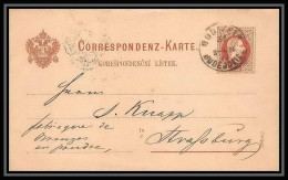 2113/ Autriche (Austria) Entier Stationery Carte Postale (postcard) Franz Joseph 2 Kr Pour Strasbourg 1877 France - Other & Unclassified