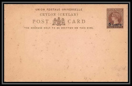1835/ Ceylan (ceylon) Entier Stationery Carte Postale (postcard) N°25 Overprint 5 Cents Neuf  - Ceylan (...-1947)