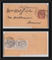 0920 France Entier Postal Bande Journal Type Blanc 2c Brun Oblitéré Pau Anvers Belgique (Belgium) Complément 5c 1911 - Wikkels Voor Tijdschriften