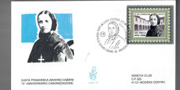 ITALIA 2016 FDC VENETIA CLUB N. 1919 SANTA FRANCESCA SAVERIO CABRINI - FDC