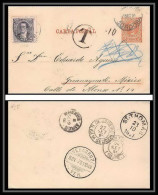 3939/ Argentine (Argentina) Entier Stationery Carte Lettre Letter Card Taxé Pour Mexico 1891 Via Rio De Janeiro St Thoma - Postwaardestukken