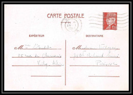 5013 Type Petain 1f20 France Carte Interzone Vichy Zone Occupee Guerre 1942 Entier Postal Stationery - Standard Postcards & Stamped On Demand (before 1995)