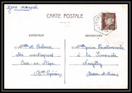 4861 Zone Occupee Guerre 1941 Osse En Aspe Pyrenees 80c Petain Entier Stationery Carte Postale Nouzilly Indre Lac - Standard- Und TSC-Briefe (vor 1995)