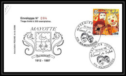 5221/ Pegase Tirage Numerote 56/300 Y&t 55 Carnaval Mayotte 1998 Fdc Premier Jour Lettre Cover - Briefe U. Dokumente