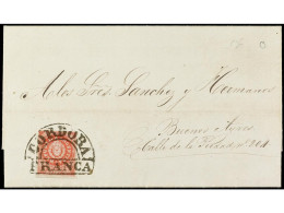 ARGENTINA. 1864. CÓRDOBA A BUENOS AIRES. 5 Cts. Rojo. Mat. CORDOBA / FRANCA. Muy Bonita. - Other & Unclassified