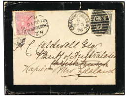 NUEVA ZELANDA. 1876 (May 3). Mourning Cover To CHRISTCHURCH, New Zealand Franked By 1876 6 D. Grey, Pl. 15 Tied By CHARI - Altri & Non Classificati