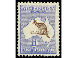 * AUSTRALIA. 1916. 1 £ Castaño Y Azul. Precioso Y RARO. SG. 44. Yv.14a. Yvert.2.500€. - Altri & Non Classificati