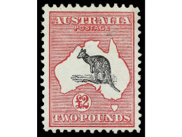 (*) AUSTRALIA. 1913. 2 £ Negro Y Rosa. Goma No Original (not Original Gum). Sello RARO. SG. 15 Catálogo 7.500£. SG.16. S - Other & Unclassified