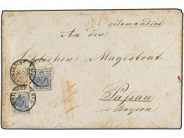 AUSTRIA. 1857 (March 4). Registered Cover From VIENNA To PASSAU (Bavaria) Franked On Obverse With 1850-54 Machine Paper  - Other & Unclassified