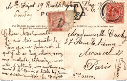 NÂ°36582 Z -timbre Taxe 30c Sur Carte Postale London 1905 - 1859-1959 Covers & Documents