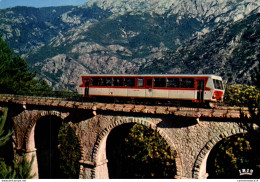 NÂ°38143 Z -cpsm Passage De La Micheline Dans Un Paysage Grandiose En Corse - Treni