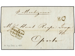 CABO DE BUENA ESPERANZA. 1864. CAPE TOWN To OPORTO (Portugal). Entiere Letter, Endorsed  'P. Montejuma'.  BARRA/DO/PORTO - Altri & Non Classificati