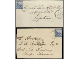 CABO DE BUENA ESPERANZA. 1877-79. GRIQUALAND WEST. Two Covers With 4 D. Blue Frankins Optd. G.W. And G. (SG. 3, 21). - Altri & Non Classificati