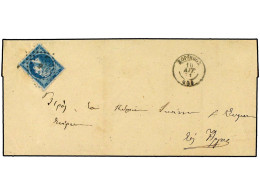 GRECIA. 1871 (10-VIII). 20 Le. Azul. (Vl. 27). Perforación Privada 9 1/2. MUY RARA EN CARTA. - Other & Unclassified