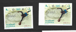 Fujeira Soccer On Olympic Games 1972 Munich 4R Airmail Single X 2 Both Perforate & Marginal Imperforate MNH - Nuovi