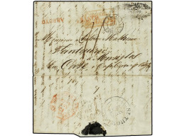 PUERTO RICO. 1847 (10 Abril). GUAYAMA A ROGLIANO (Isla De Corcega, Francia). Marca ARROYO Y FRANCO En Rojo. Circulada Po - Other & Unclassified