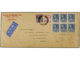 TAILANDIA. 1936. PUNGAH (West Siam) To LONDON. AIR MAIL. Large Envelope Initially Franked With 10 Stamps (4 On Reverse)  - Other & Unclassified